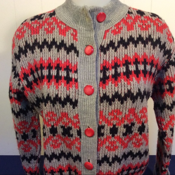 Vintage Womens Wool Cardigan Sweater size medium Avon King made in Canada - Picture 2 of 6